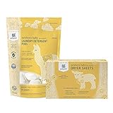 Grab Green Stage Months Natural Newborn Baby Laundry Detergent Pods and Dryer Sheets Kit OrganicEnzymePowered Powder Pods Compostable Dryer Sheets 40 Loads, Calming Chamomile, 2 Count