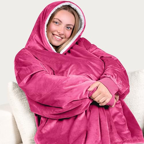Image of Bare Home Wearable Blanket Hoodie - Soft Plush Sherpa - Warm and Cozy - Oversized Wearable Blanket