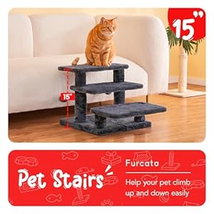 15H-Multi-Step-Pet-Stairs-for-High-Beds-Sofas-3-Step-Cat-Stairs-with-2-Toy-Balls-Wide-Boards-for-Indoor-Kittens-Dogs-Pets-Climbing-Smoky-Grey - Cucciolini Doodles   15H-Multi-Step-Pet-Stairs-for-High-Beds-Sofas-3-Step-Cat-Stairs-with-2-Toy-Balls-Wide-Boards-for-Indoor-Kittens-Dogs-Pets-Climbing-Smoky-Grey