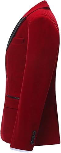 Miniatura 5 de SWOTGdoby Traje de terciopelo para niños, color verde, azul, rojo, solapa de pico formal, conjunto de 2 piezas, pantalones blazer