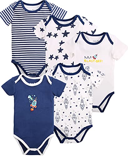 Infant Boys' and Girls' 4 & 5 Pack Cotton Baby Longsleeve & Short Sleeve Bodysuit Set w/Mitten Cuffs