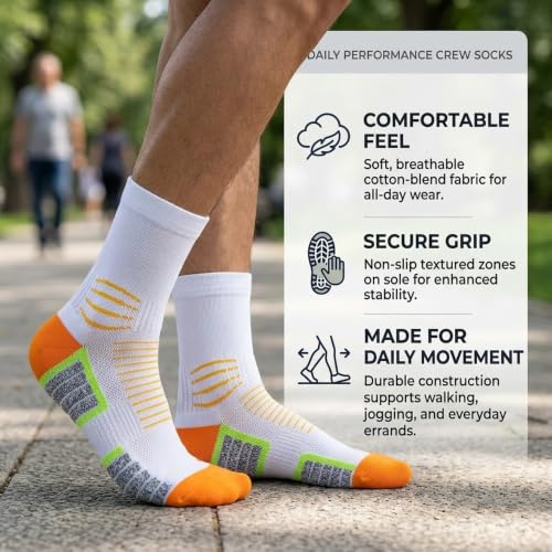 Image of Crew Socks for Women & Men Circulation, Ankle Compression for Diabetic and Neropathy Pain Relief, Swelling, Neuropathy, Runner, Nurses, Travel, Pregnancy, Flying