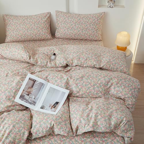 Image of LifeTB Vintage Flowers Comforter Set Full Size Coquette Floral Bedding Set | Aesthetic Cottagecore Floral Comforter with 2 Pillowcases Farmhouse Botanical Bedding Comforter for All Season