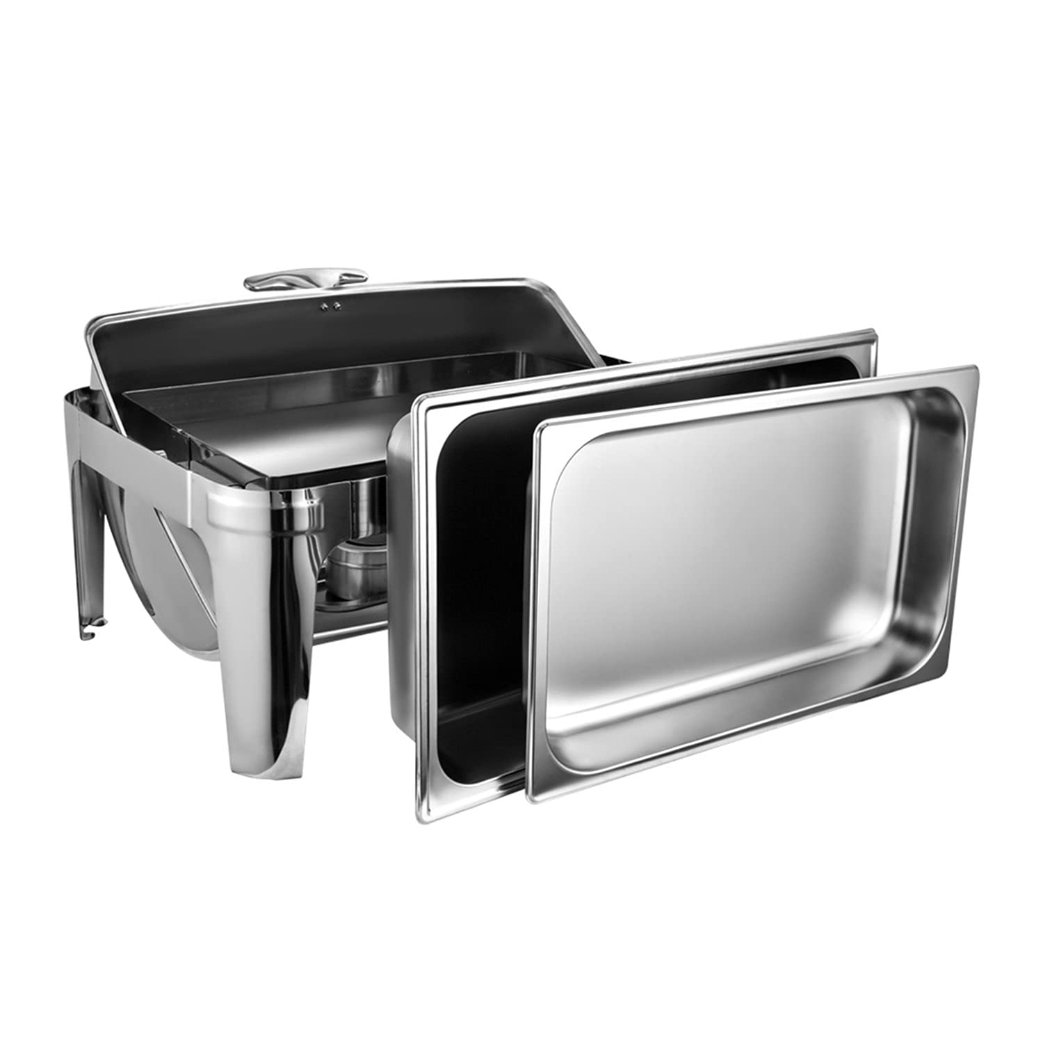 Recipiente de Acero Inoxidable Chafing Dish para conservar el Calor, bufé, Alimentos Insulation Pot 201, con Elegante asa de Tapa de Olla, Muy Bueno para bufé, Bodas y Otros