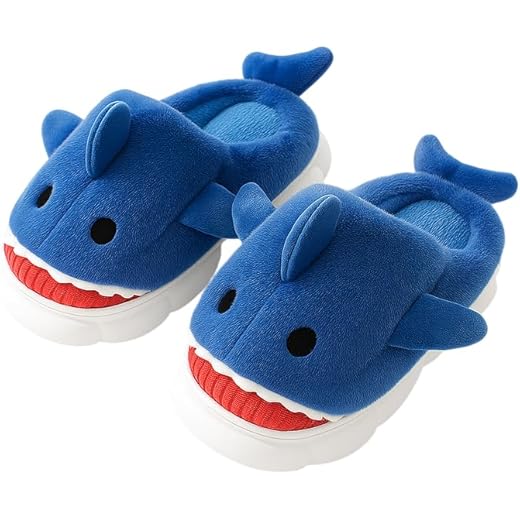 Cute Shark Plush Slippers Kids - Dark Blue