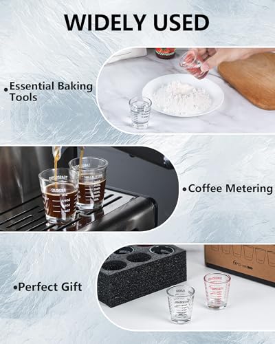 Image of Shot Glass Measuring Cup Set, 2 Pack Espresso Shot Glasses (RED&Black)