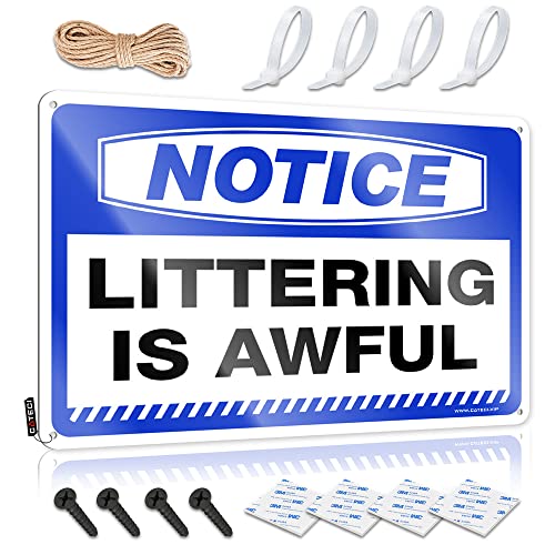 Accessoires de chambre cool pour ado : plaque Notice Littering étain style man cave