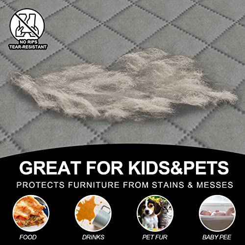 Deeky Couch Cover, Sofa Covers For 3 Cushion Couch, Dog Couch Cover Protector, Furniture Covers For Pets, Reversible And Water Resistant Cover With Foam Sticks & Elastic Straps, Sofa, Gray/Light Gray #TOP3