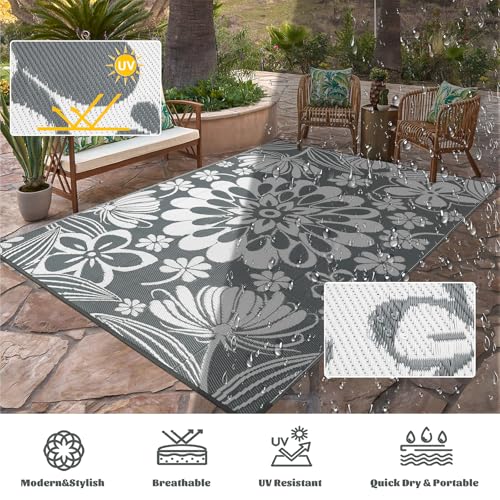 Ileadingoutdoorplasticstrawrug6x9ftfunnyfloralstylereversiblepatioarearugswaterproofnonsheddingportablecarpetsforrvoutsidedeckpoolbeachpicniccampinggrey  Urban Country Home Decor Ileading outdoor plastic straw rug 6x9ft funny floral style reversible patio area rugs waterproof non shedding portable carpets for rv outside deck pool beach picnic camping grey  urban country home decor