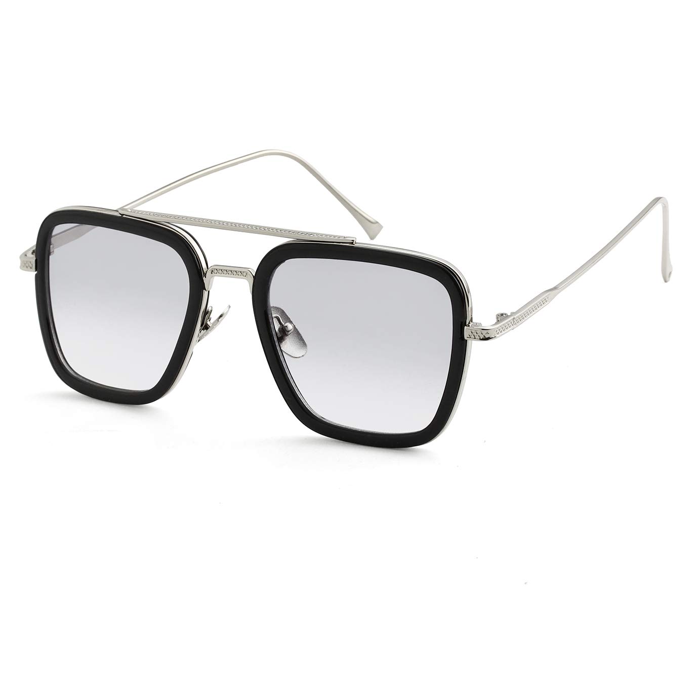 PORADAYTony Stark Sunglasses Vintage Square Metal Frame Aviator Glasses for Men Women Classic Downey Iron Man Spider Man Shades