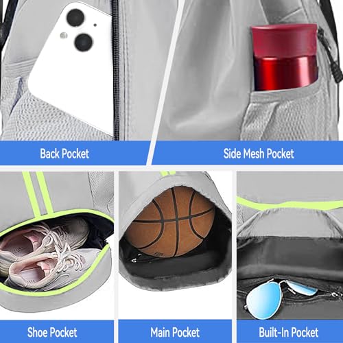 CazneJN Drawstring Sports Backpack with Shoe Compartment, Large Capacity Drawstring Gym Bag, Waterproof PE Backpack - Image 4