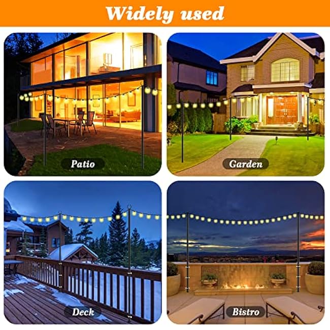 2 Pack String Light Poles,10 Ft Light Poles for Outside String Lights,Outdoor Lights Pole with Fork,Metal Poles Stand for Patio Deck Backyard