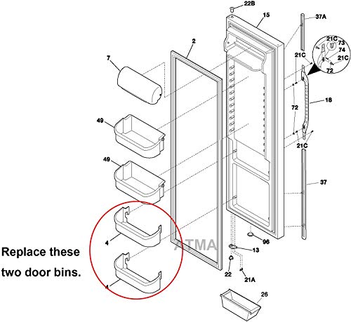 240323002 Refrigerator Door Bin Side Shelf Replacement Compatible with Frigidaire Electrolux, Replace AP2115742, 240323005, 240323006, 240323009, 240323010, 890955, PS429725-Clear
