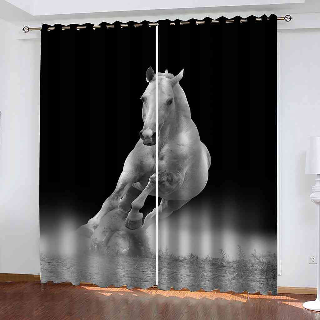 Rideau occultant enfant cheval 200x160 cm à oeillets isolant