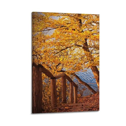 Poster paysage d'automne au bord du lac ZOGJIN impression toile premium