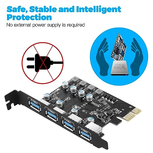 Image of Sinefine 4 Ports PCI-E to USB 3.0 Expansion Card (4 USB Type-A), PCI Express (PCIe) Expansion Card for Desktop PC Support Windows7 /8 / /10 /11