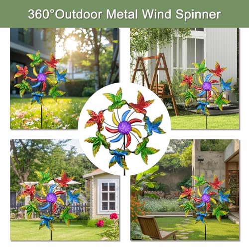 Image of Wind Spinners Outdoor Hummingbird for Mom, Birthday Gifts for Women, 39 inch Metal Stake Wind Sculpture Yard Art for Garden Decor for Outside, Patio,Lawn