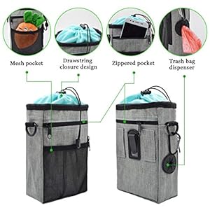 Dog Training Treat Bag with Poop Bag Holder Waterproof Dog Food Storage Bag Training Pouch with Adjustable Belt Shoulder Strap Easy to Carry Free Dog Plush Toys clicker