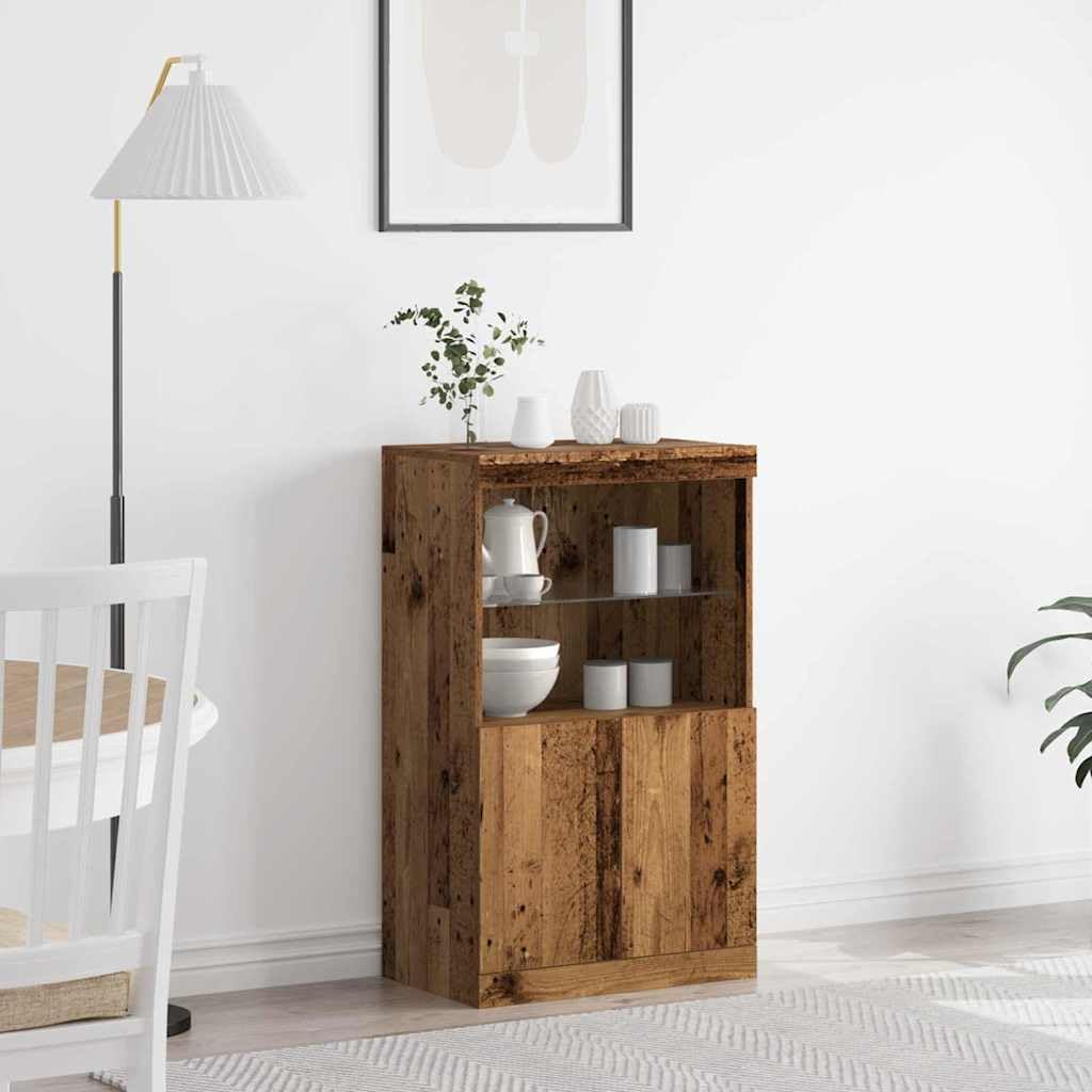 vidaXL Madia LED Marrone 60 x 37 x 100 cm Legno multistrato, Sideboard elegante, mobile moderno rettangolare con luci LED, ampio spazio multi-comparto per la sala da pranzo