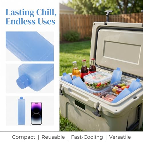 Image of Housoutil 12pcs Reusable Ice Packs, Ice Packs for Cooler Lunch Bags Breastmilk Storage Bottle Daily Use Freezer Air Conditioner Fan