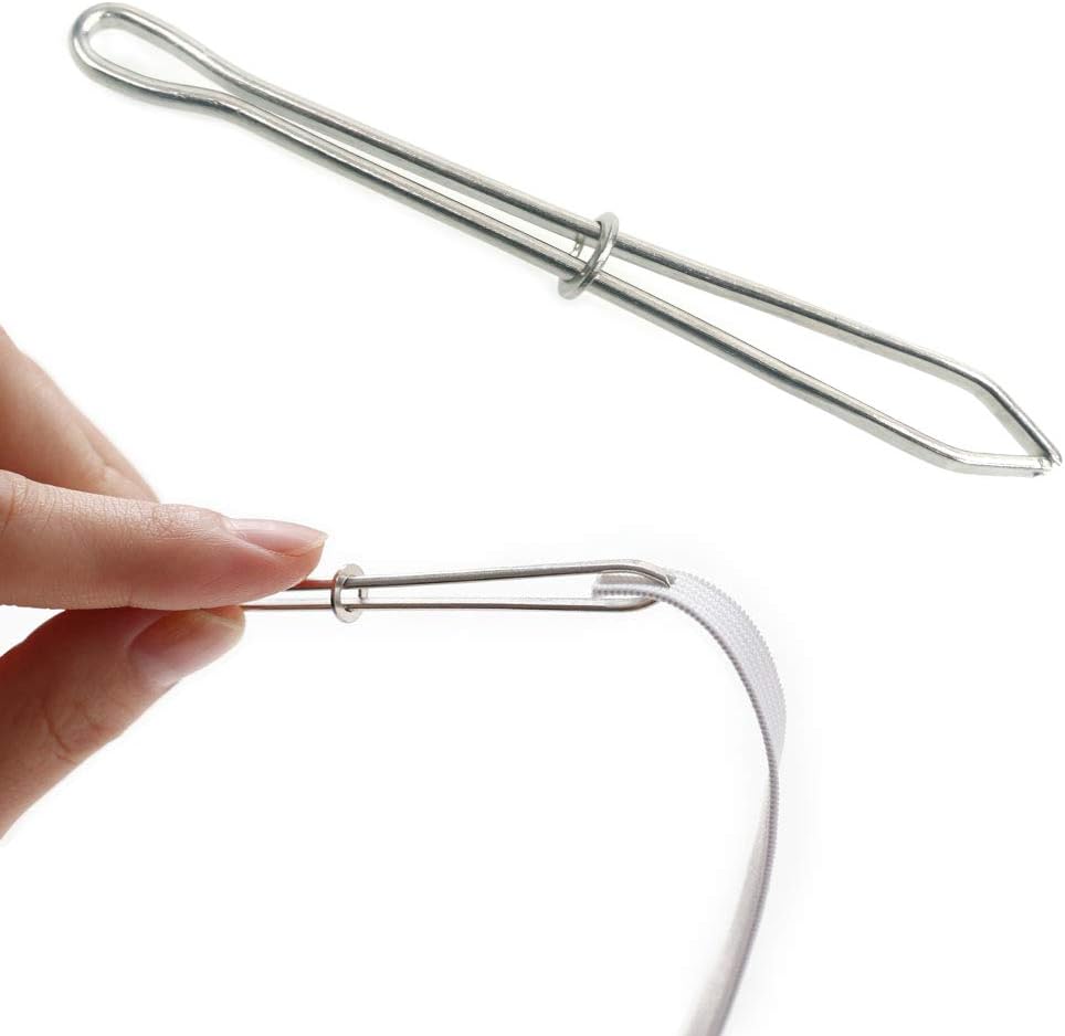 Bodkin Needle Elastic Threader Self-Locking Tweezers Clip 78mm for Waist Band Craft Easy Pull Sewing Tool for Smooth Threading Tape Ribbon Elastic Through a Loop or Hem 2 PCS
