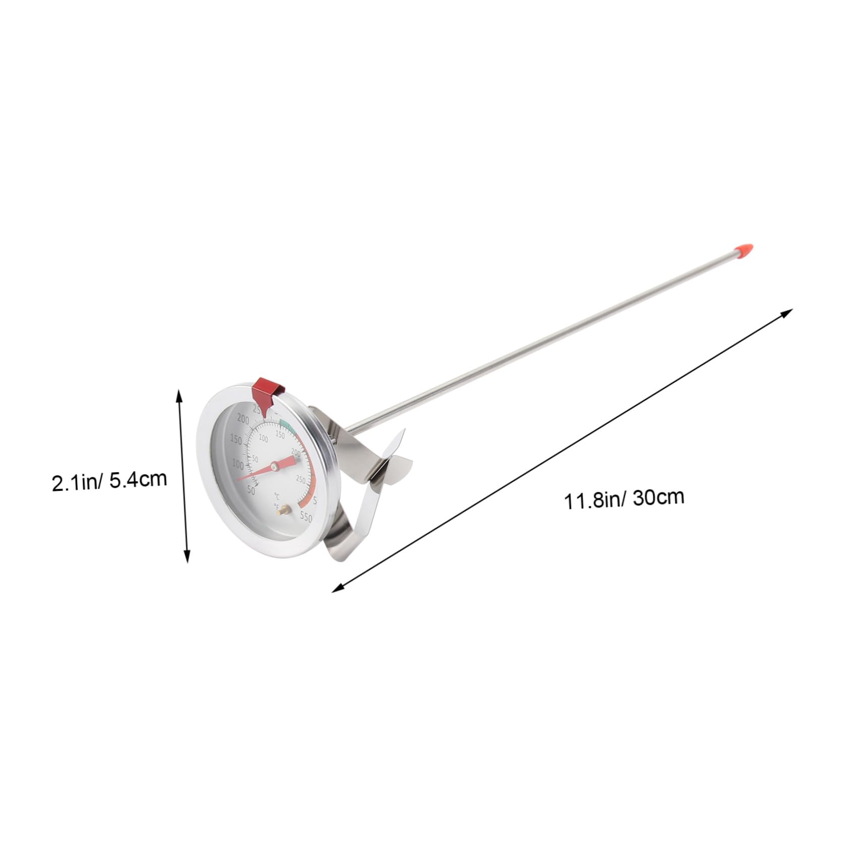 2 Piezas Termómetro para Freír de Acero Inoxidable Resistente al Calor con Clip Fijo Medidor de Temperatura para y Freidoras Precisa Fácil y Uso