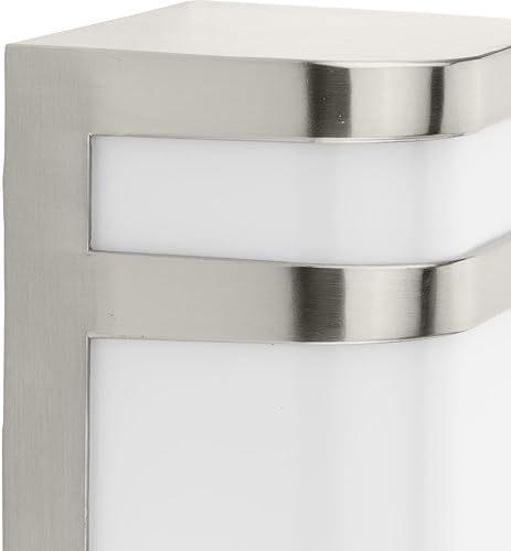 Miniatura 7 de Progress Lighting Valera LED Collection - Farol acrílico blanco mate, 1 luz, moderno, para exteriores, pequeña pared, luz de níquel cepillado