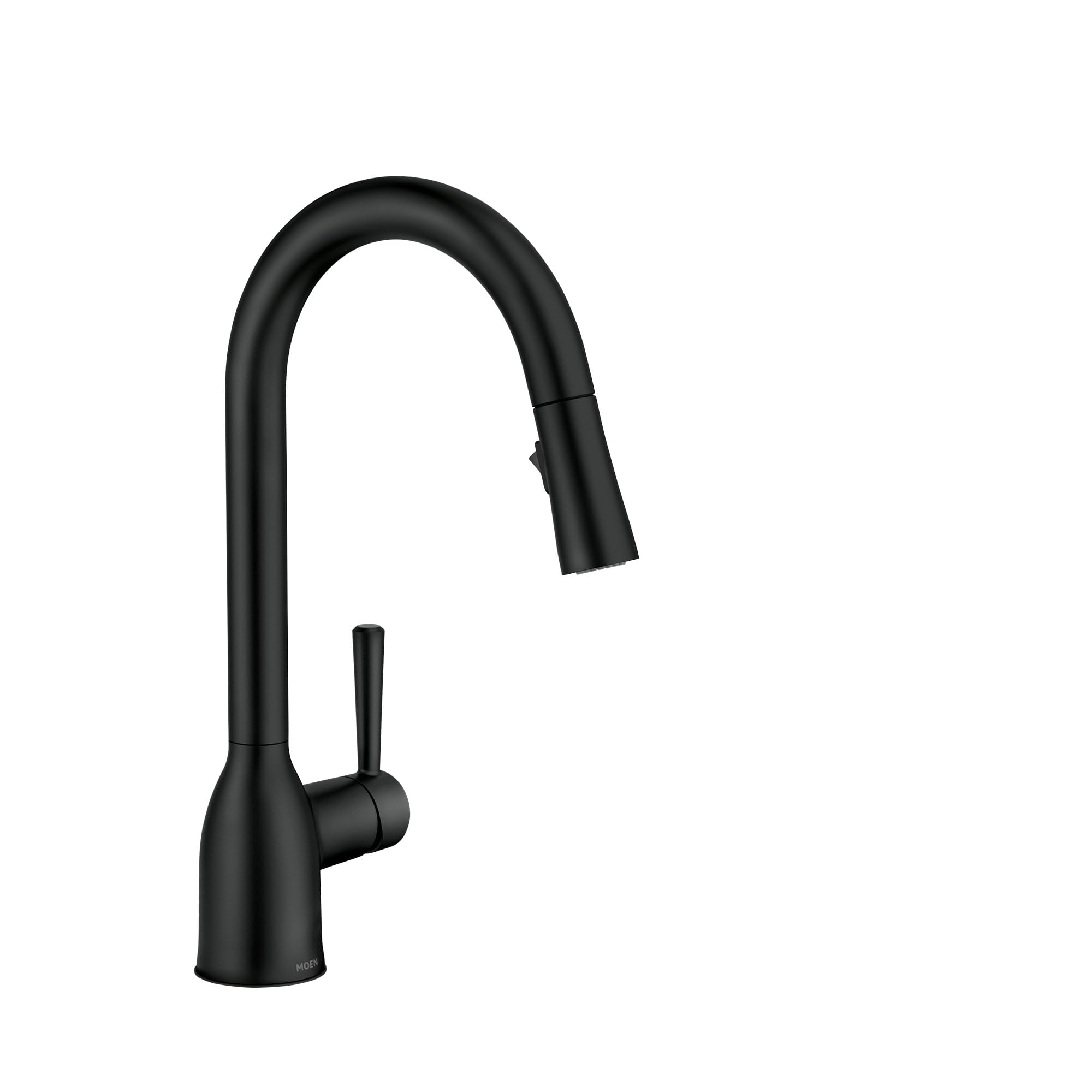 Moen Adler Matte Black One-Handle High Arc Kitchen Sink Faucet with Power Clean, Modern Kitchen Faucet with Pull Down Sprayer, 87233BL
