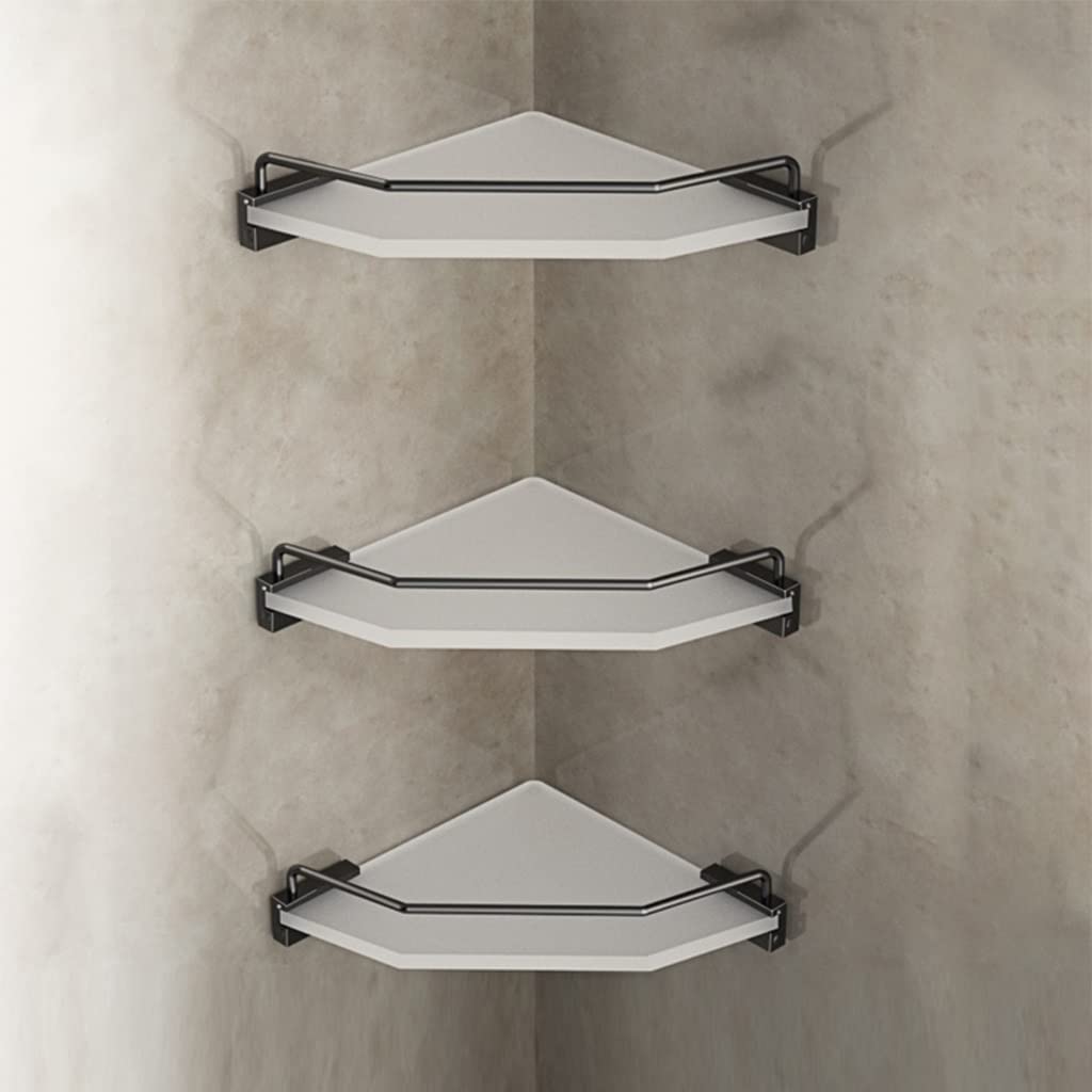 BAHELS Corner Shower Caddy Bathroom Corner Triangular Shelf Bathroom Acrylic Wall-mounted Bathroom Storage Rack Shower Organizer Color Frosted
