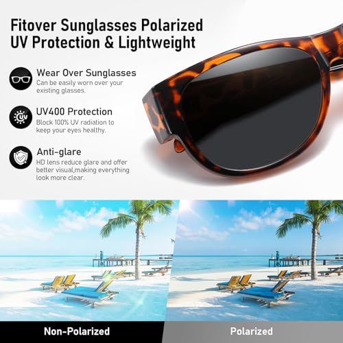 Image of HAOLOTA Sunglasses that Fit-Over Glasses Women Polarized, Trendy Cat Eye Sunglasses Wear Over Glasses, UV Protection