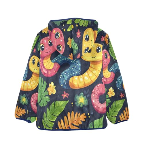 Cartoon Cute Snake Pattern Toddler Fleece Jacket Girl Boys Hooded Fleece Jacket Coat Warm Outwear Zip-up 3-10T2