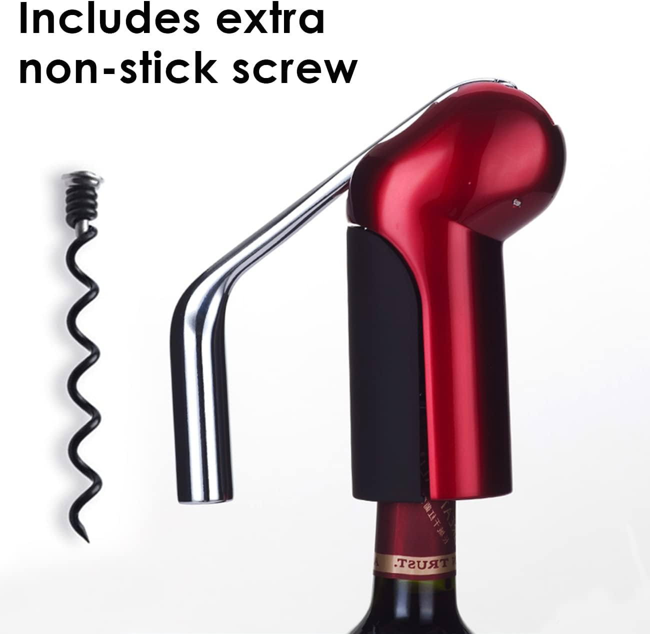 KAYCROWN Wine Bottle Opener - Vertical Lever Corkscrew Wine Opener with Foil Cutter & Extra Screw, Manual Handheld Wine Corkscrew with Ergonomic Lever Pump - Image 5