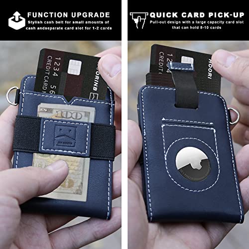 Slim Front Pocket Wallet with Airtag Holder, Apple Airtag Compatible, RFID Blocking, Leather Business Card Holder4