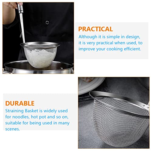Hemoton Stainless Steel Noodle Strainer Spoon 12.6 Inch Reusable Cooking Basket for Ramen Dumplings Hot Pot Kitchen Colander Ladle by Hemoton - Image 9