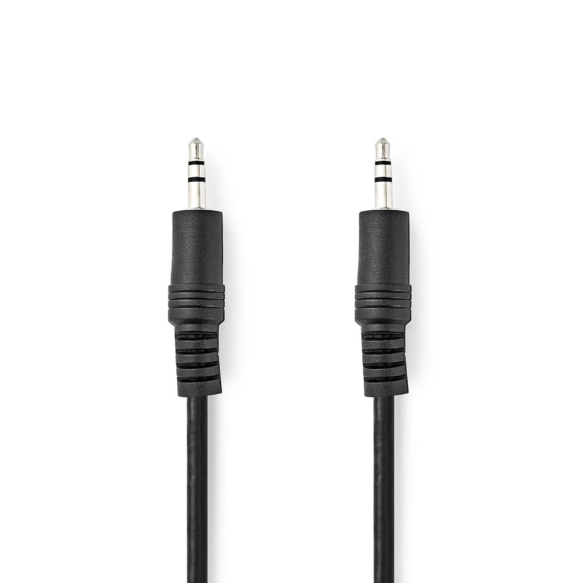 NEDIS Cable de audio estéreo, conector de 3,​5 mm, conector de 3,​5 mm, niquelado, 5,​00 m, redondo, negro, bolsa de plástico