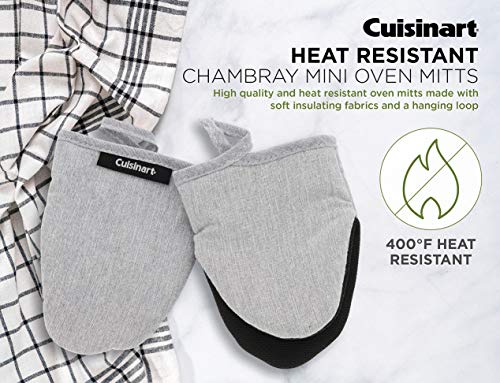 Image of Cuisinart Mini Oven Mitts - 5.5 inch x 7 inch Heat-Resistant Kitchen Mitts for Oven with Non-Slip Neoprene Palm, Cotton Filling, and Fabric Loop - Durable Oven Mitt Set for Cooking & Baking