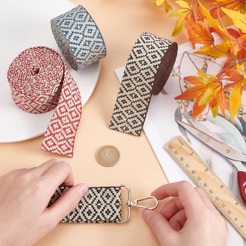BENECREAT 8 Yards 4 Colors Rhombus Jacquard Ribbons - Image 3