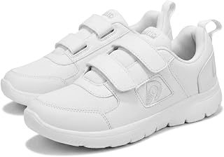 Alpha Jr Unisex School Shoes for Boys & Girls | Lightweight, Comfortable, Durable Velcro School Shoes | Black & White