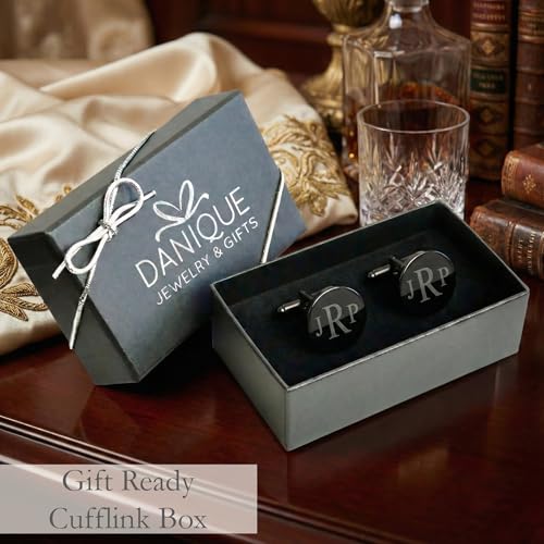 Image of Custom Cufflinks for Men, Personalized Engraved Monogram or Handwriting