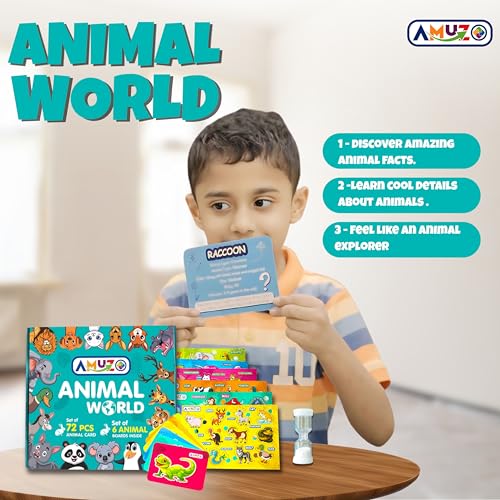Image of Animal World - Fun Quiz Game & Flashcards for Kids | Learn About 72 Animals with Boards, Sand Timer & Facts | Educational, Screen for Ages 4 to 10