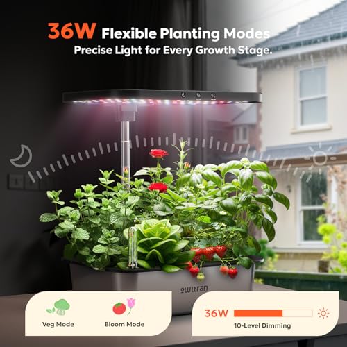 Image of owltron Smart Hydroponics Growing System Kit,15 Pods Indoor Herb Garden with 36W LED Grow Light & APP Control, Planting Height Up to 30 inch, Quiet Water Pump, Ideal Gift for All Ages
