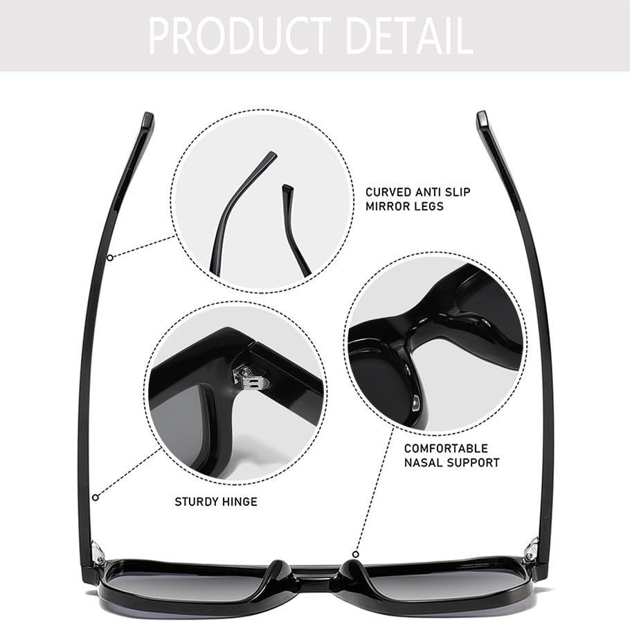 Onrtry Trendy Square Sunglasses for Men Women, Retro Rectangle Womens Mens Shades Sun Glasses UV400 Protection4