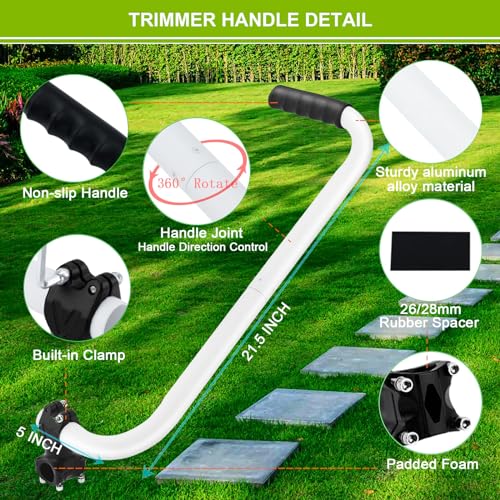 Handle Extension - 21\" L String Trimmer Handle, Ergonomic Trimmer Grip, Handle with Bracket Clamp, Wacker Attachments for Lawn Care,Landscaping,Yard Trimming Edging - Aluminum