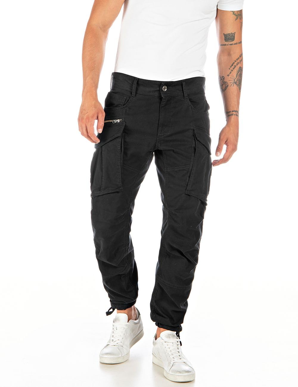 Replay Men's 098 Black Cargo Trousers Joe Regular Fit Made Of Comfort Cotton, Black (Black 098), 36W / 34L