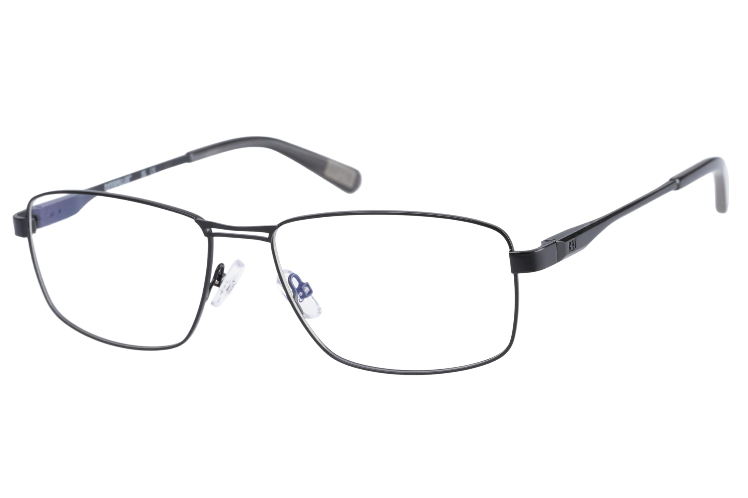 CAT Brille mit Sehstärke für Herren optional mit Sonnenbrillentönung oder Blaulichtfilter, Rechteckig, gefertigt aus Edelstahl (inklusive Brillenetui)