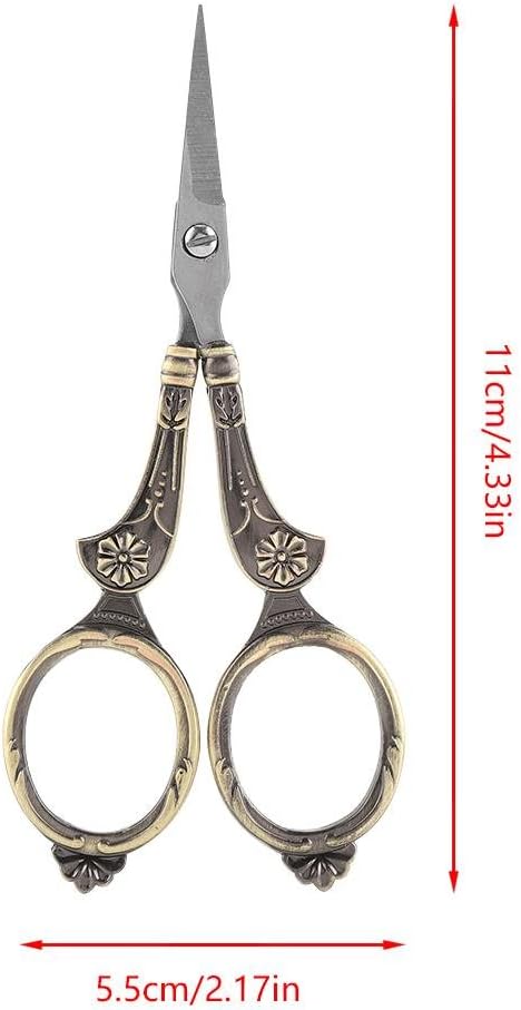 Akozon Vintage Scissors Mini 4.33inch Antique Embroidery Scissors Sewing Crafting Scissors Stainless Steel Classical Cutting Art Work Crafts Tool DIY