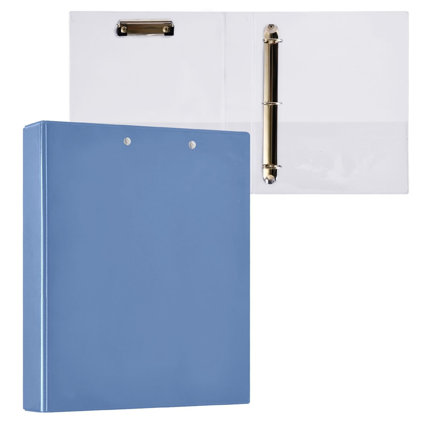 Raccoglitore a 3 anelli in denim pallido, raccoglitore flessibile a 3 anelli, raccoglitore professionale a 3 anelli, raccoglitore a 3 anelli con tasche (confezione da 2)