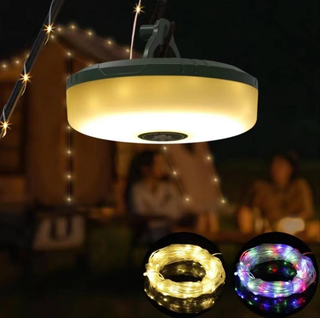 Camping String Lights 20M Portable Outdoor String Lights with Rechargeable Waterproof Quick Storage Camping Lanterns for Power Outages Type-C Fast Charging 2 in 1 (Ten-meter atmosphere [two in one])