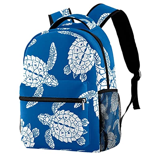 Sac à dos de voyage campus tortues de mer blanches avec porte-bouteille