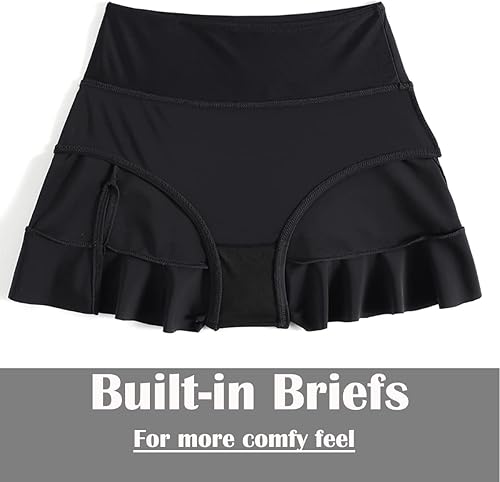 Miniatura 5 de Yilisha Falda de natación para mujer, parte inferior de cintura alta, traje de baño con volantes